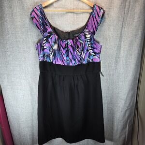 Perceptions New York, Women's Black/Purple Sleeveless Career Dress, Size 16, NWT